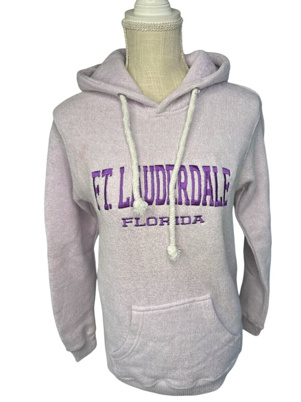 Comfortex Ft. Lauderdale Florida Hoodie Pink Purple Text W/Pouch Pocket S